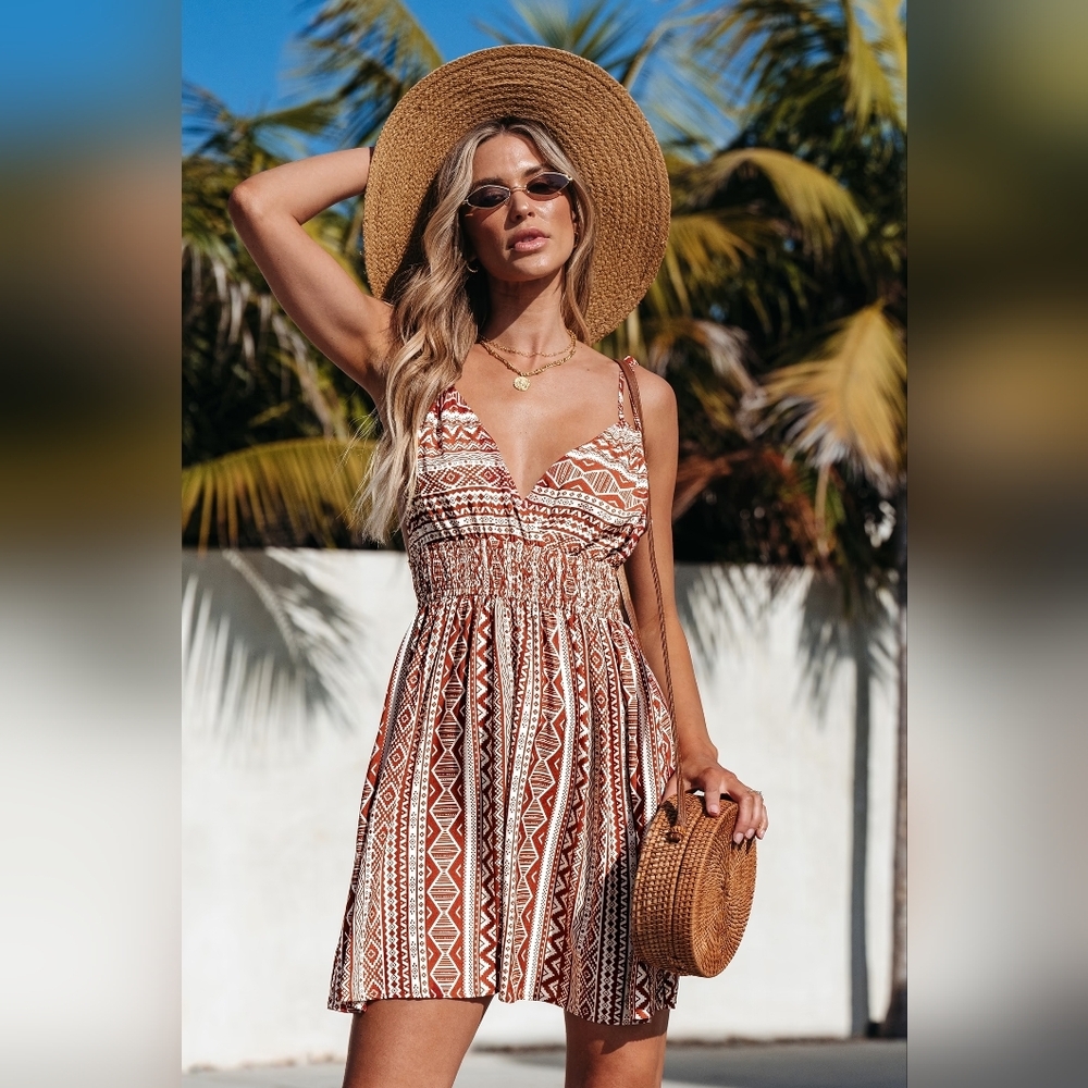 Cupshe Tie Shoulder Sweetheart Boho Mini Dress NWT - Picture 13 of 13